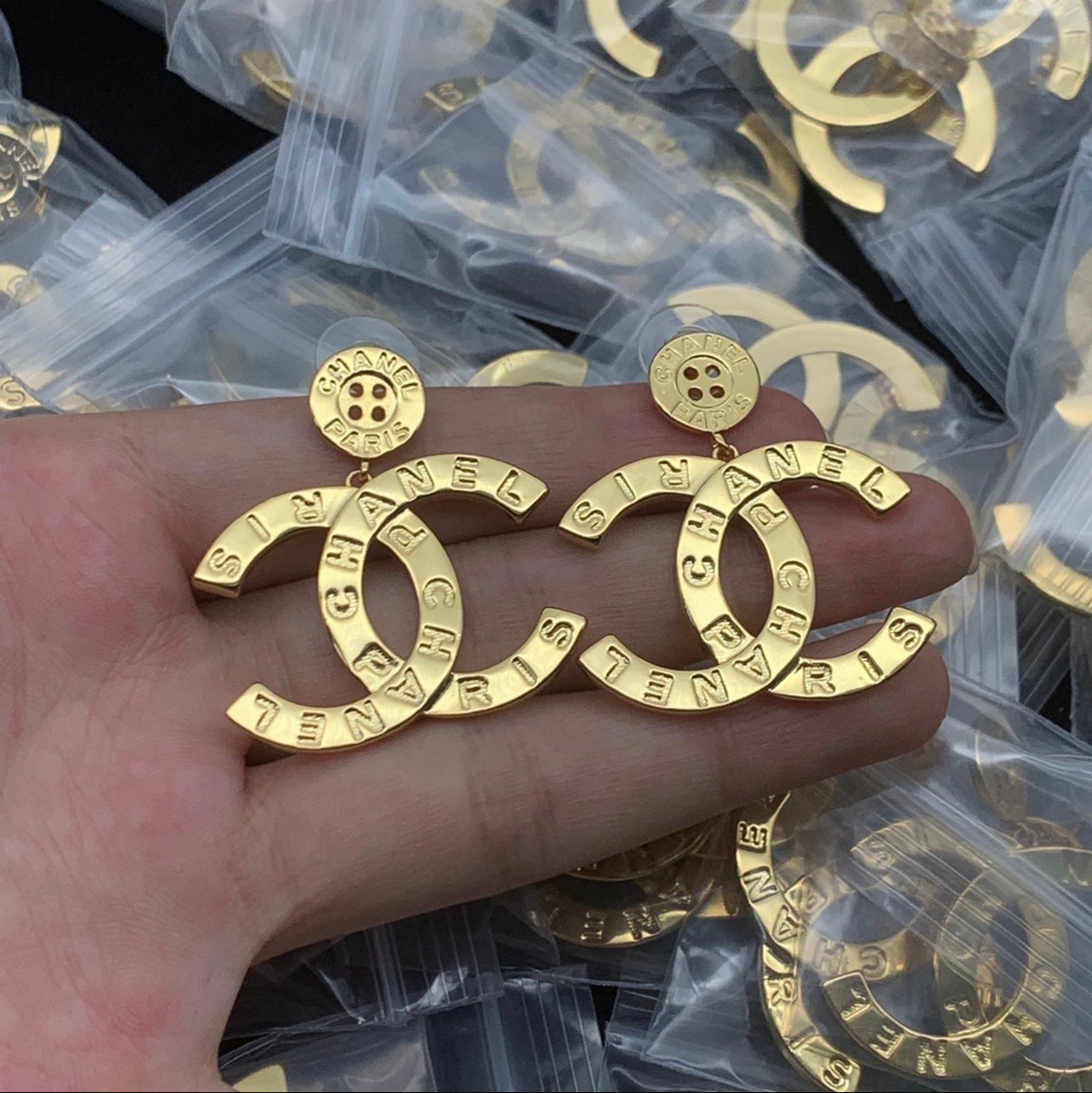 CC Button Earrings image 0