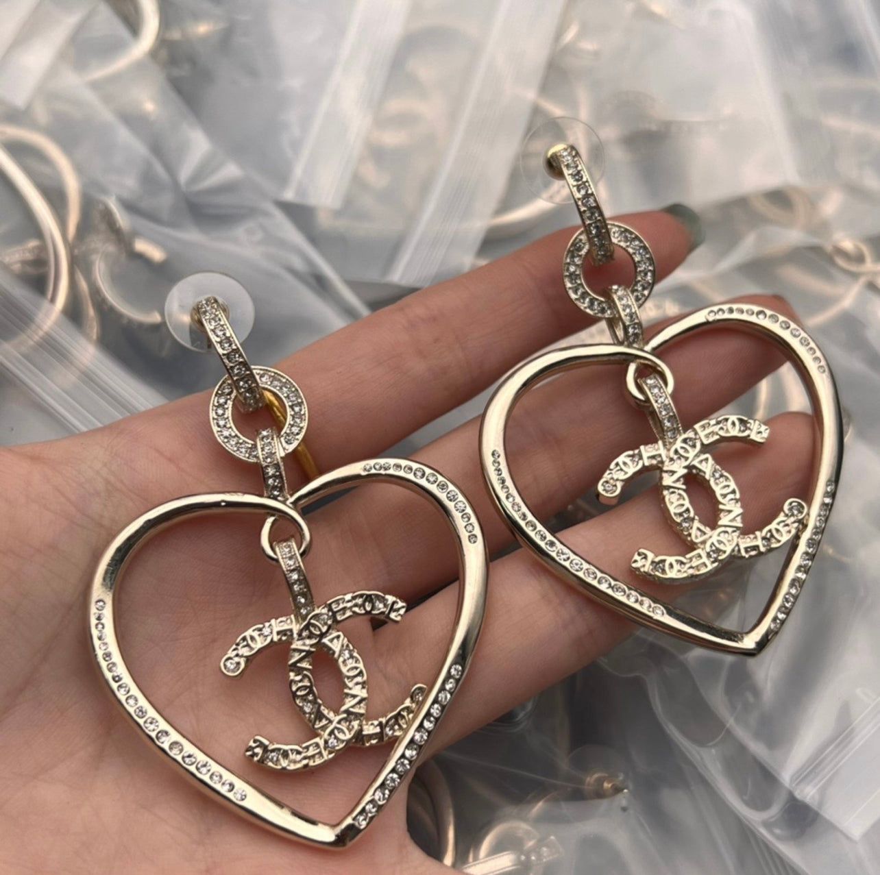 CC Dangle Heart Earrings image 0