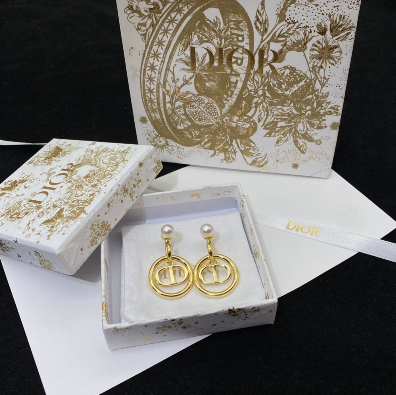 CD Hoops and Pearls Earrings image 0